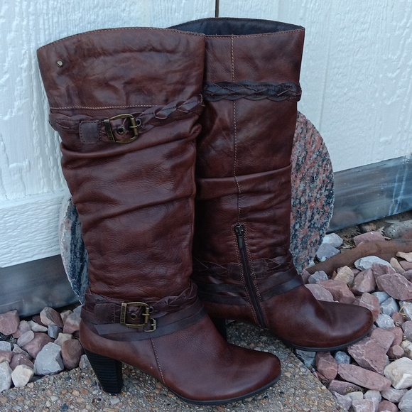 Pikolinos Verona tall brown leather slouchy knee high heeled boots womens 9.5 - Picture 2 of 11